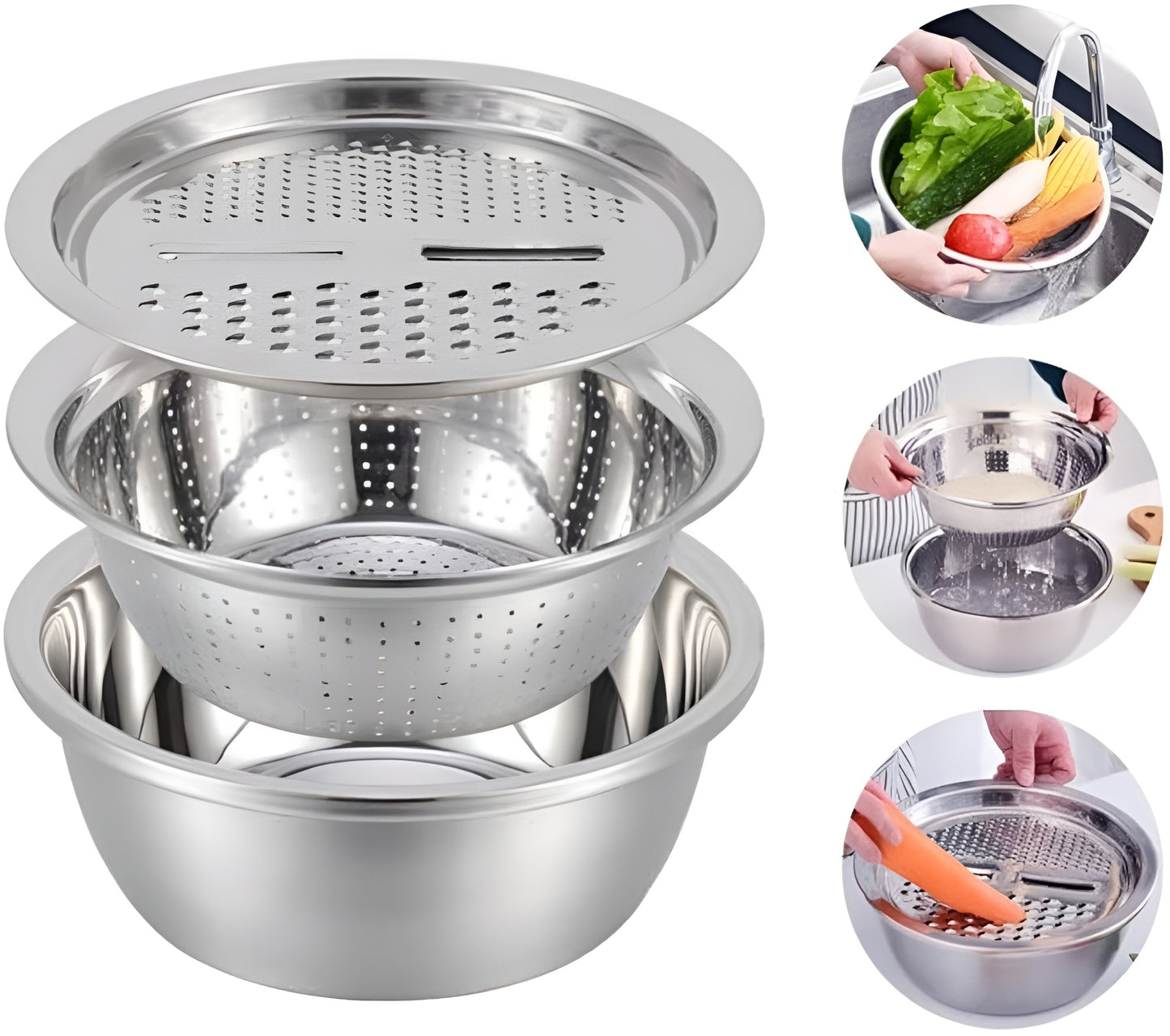 Stainless Steel Multipurpose Grater Bowl