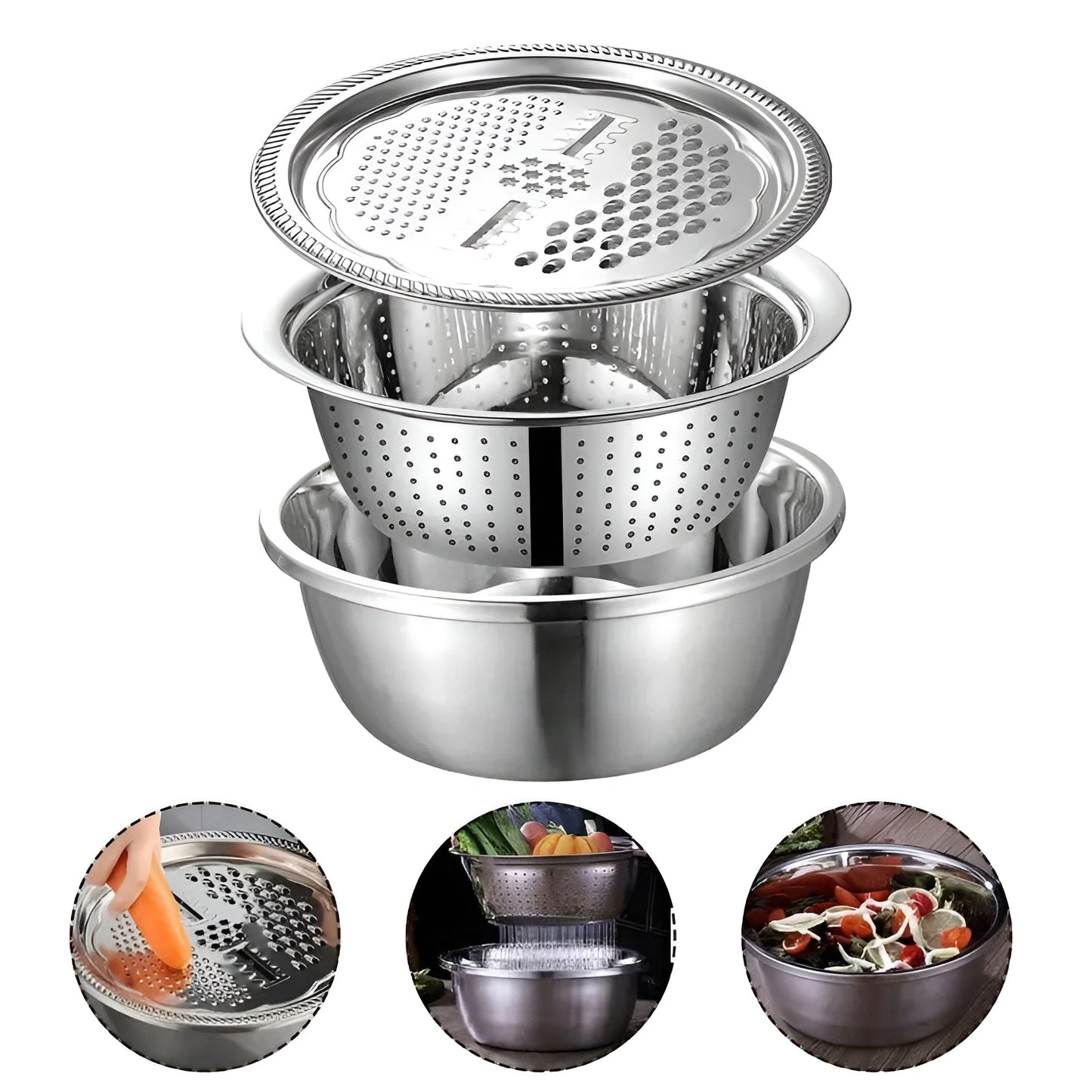 Stainless Steel Multipurpose Grater Bowl