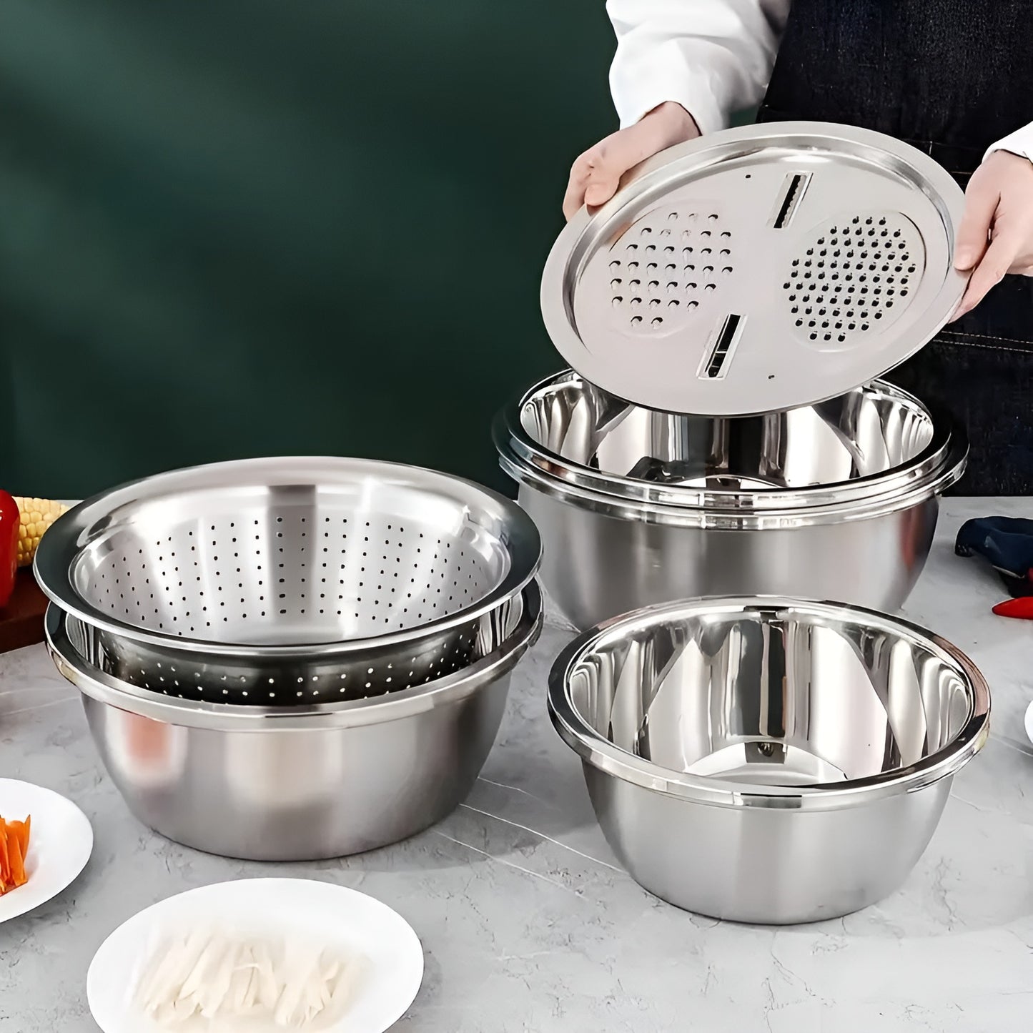 Stainless Steel Multipurpose Grater Bowl