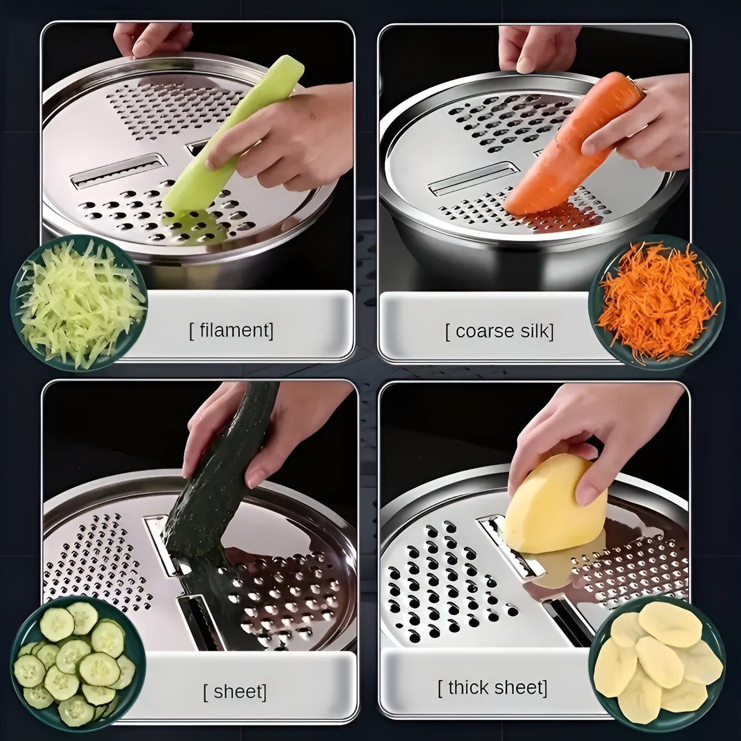 Stainless Steel Multipurpose Grater Bowl